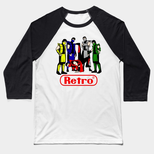 Retro Ninja Gamer Bboy Baseball T-Shirt by loudpaintings